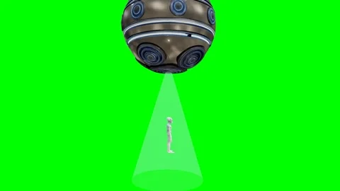 UFO spacecraft using tractor beam for alien abduction 4K Stock Footage 336916442