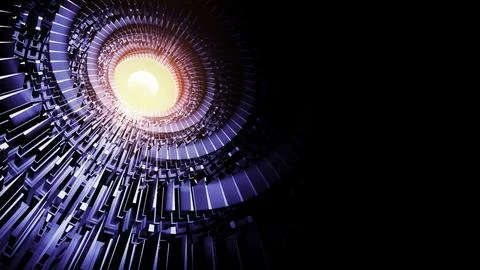 UFO Spaceship hovering in the sky. Design. Rotating turbines of an alien space Illustrazione stock