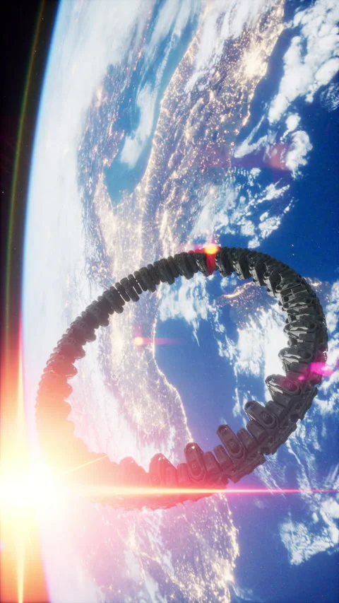 UFO Spaceship Hovering in the sky elements furnished by NASA, vertical Stock Footage 274370263