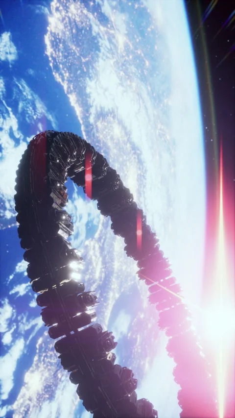 UFO Spaceship Hovering in the sky elements furnished by NASA, vertical Stock Footage 274873166