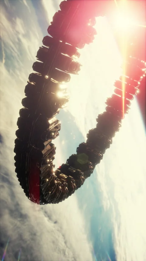 UFO Spaceship Hovering in the sky elements furnished by NASA, vertical Stock Footage 282804082