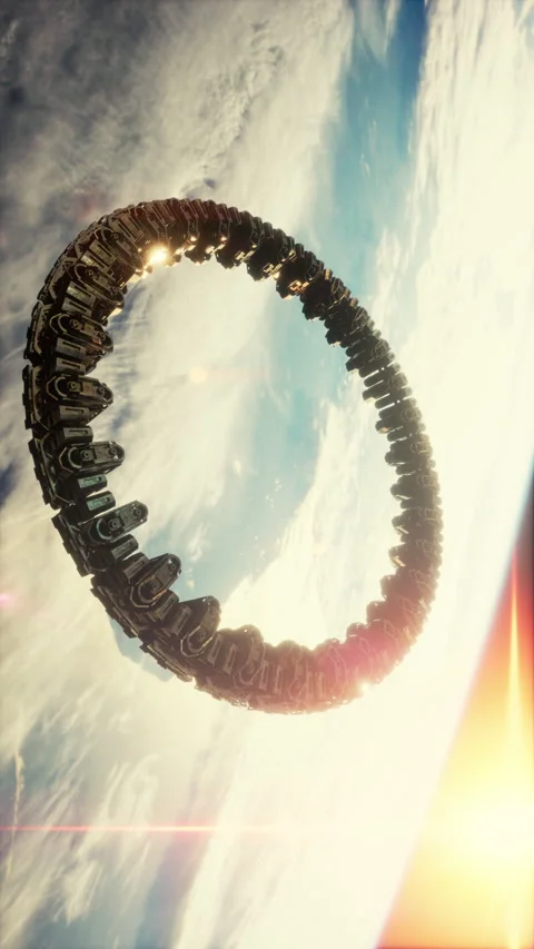 UFO Spaceship Hovering in the sky elements furnished by NASA, vertical Stock Footage 284064272