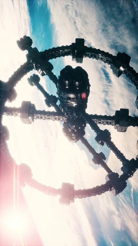 UFO Spaceship Hovering in the sky elements furnished by NASA, vertical Stock Footage 287131880