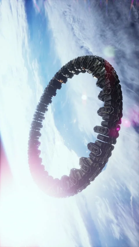 UFO Spaceship Hovering in the sky elements furnished by NASA, vertical Stock Footage 287132290