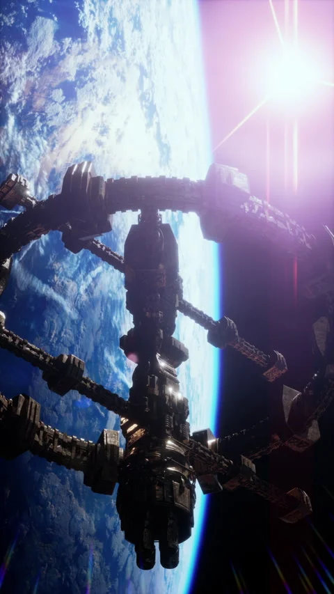 UFO Spaceship Hovering in the sky elements furnished by NASA, vertical Stock Footage 290979255