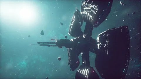 UFO Spaceship Hovering in the space Stock Footage 238844085