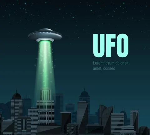 UFO spaceship with light beam Stock Illustration
