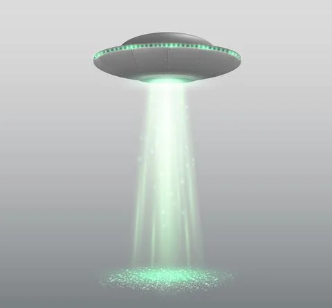 UFO spaceship with light beam Stock Illustration