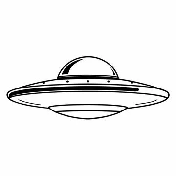 UFO Spaceship Minimal Flat Sci-Fi Design Stock Illustration