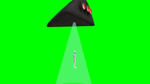UFO spaceship sequence with alien abduction on green screen 4K Stock Footage 336916439