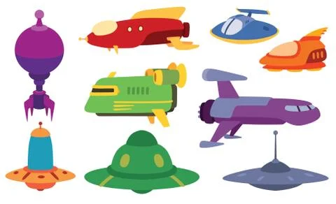 UFO spaceship vector set Stock Illustration