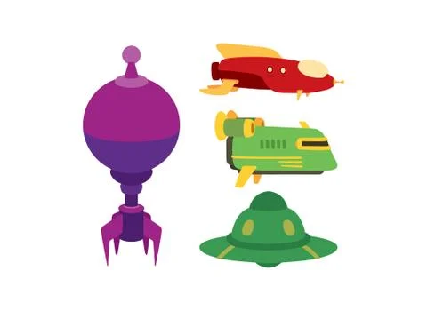 UFO spaceship vector set Stock Illustration