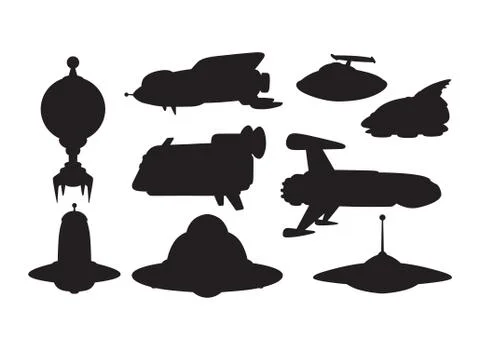 UFO spaceship vector set Stock Illustration
