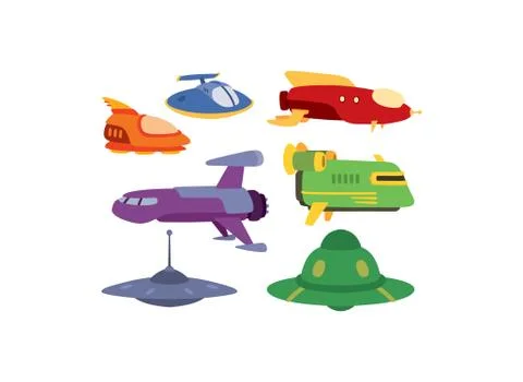 UFO spaceship vector set Stock Illustration