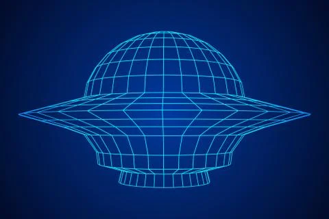UFO spaceship wireframe Stock Illustration