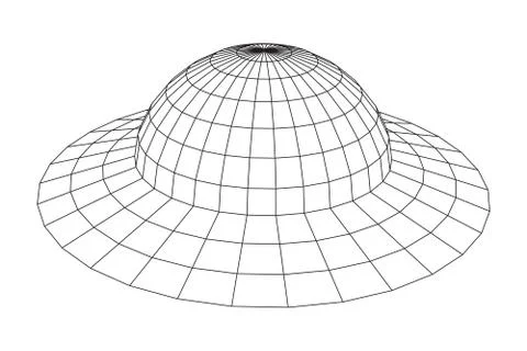 UFO spaceship wireframe Stock Illustration