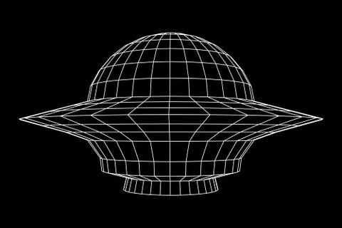UFO spaceship wireframe 스톡 일러스트