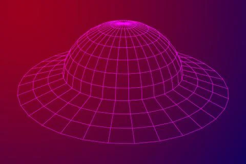 UFO spaceship wireframe Stock Illustration