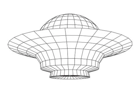 UFO spaceship wireframe Stock Illustration
