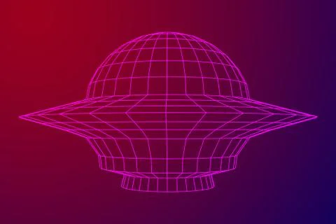UFO spaceship wireframe 스톡 일러스트