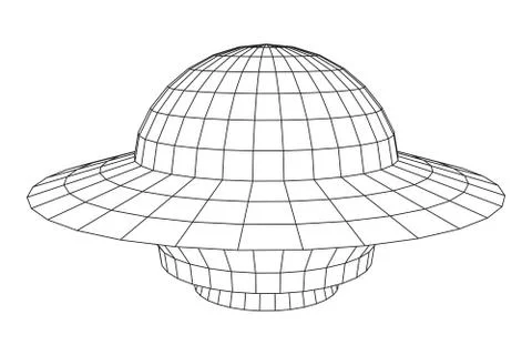 UFO spaceship wireframe Stock Illustration