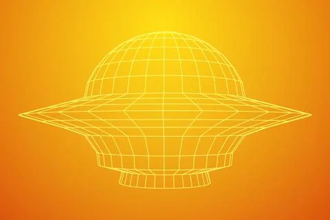 UFO spaceship wireframe Stock Illustration