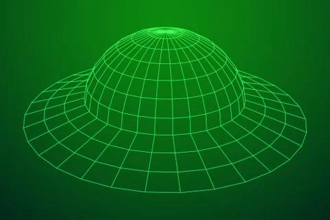 UFO spaceship wireframe Stock Illustration