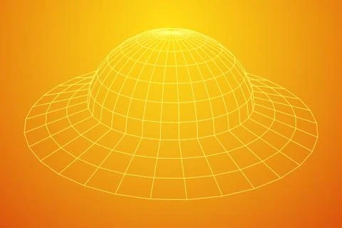 UFO spaceship wireframe Stock Illustration