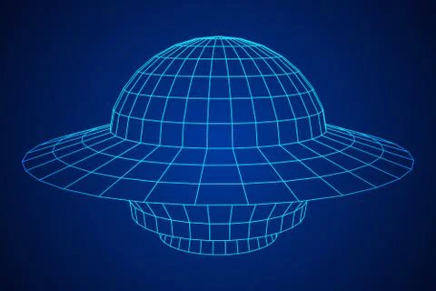UFO spaceship wireframe Stock Illustration