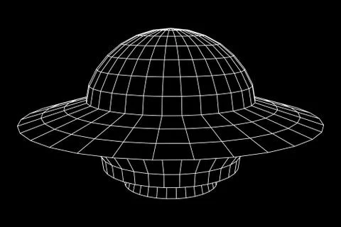 UFO spaceship wireframe Stock Illustration