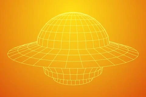 UFO spaceship wireframe 스톡 일러스트