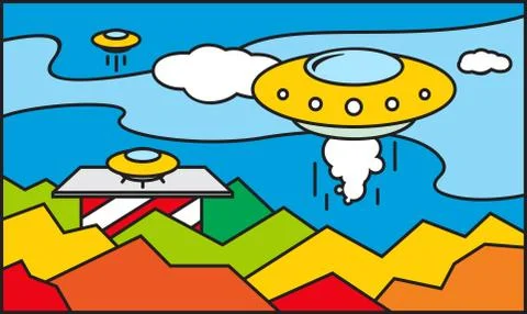 Ufo stained glass pattern Stock Illustration