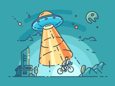 UFO steals man Stock Illustration