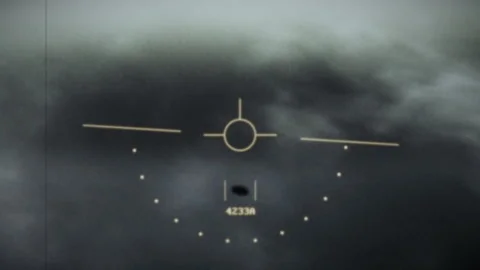 UFO Tracking Jet HUD Cockpit Camera Interface of FLIR UAP Encounter Stock Footage 336726707
