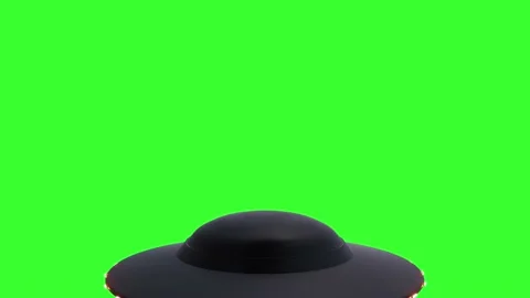 UFO transition on green screen. Alien flying saucer isolated on green screen Stock Footage