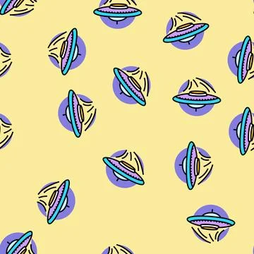 Ufo unsolved mystery vector seamless pattern Stock Illustration