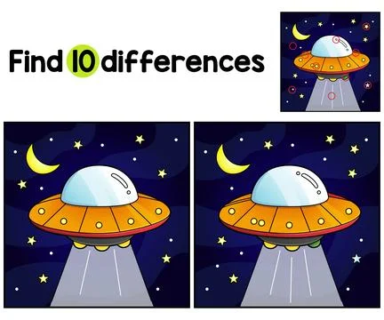UFO Vehicle Find The Differences Stock Illustration