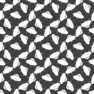 UFO web icon. flat design. Seamless gray pattern. イラスト素材