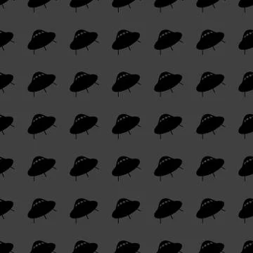 UFO web icon. flat design. Seamless gray pattern. Stock Illustration