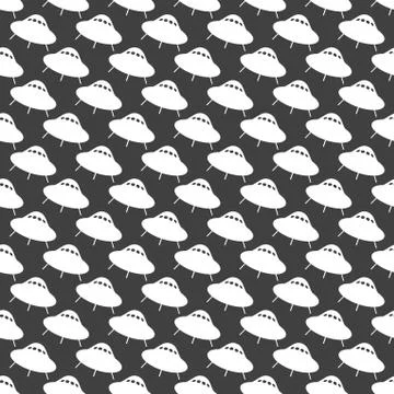 UFO web icon. flat design. Seamless gray pattern. Illustrazione stock