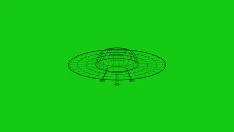 Ufo Wireframe Animation on Green Screen for Sci Fi Advertising Video stock 335257150