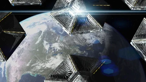 UFOs Descend To Earth Stock Footage 74152914