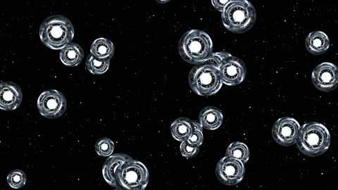 UFOs fly against the background of the starry sky. Stock Footage 139703560