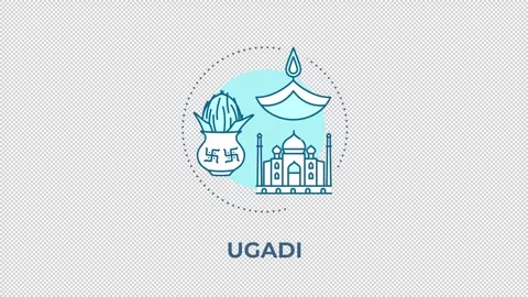 Ugadi blue concept icon animation Stock Footage 345256341