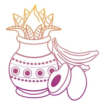 Ugadi indian elements rainbow lines Stock Illustration