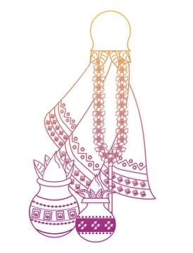 Ugadi indian elements rainbow lines Illustrazione stock