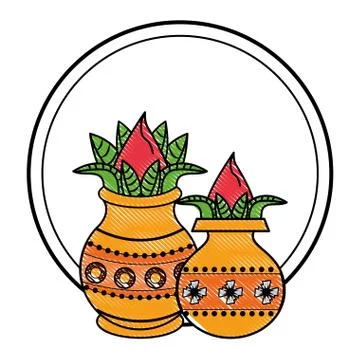 Ugadi indian elements scribble Stock Illustration