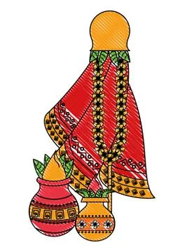 Ugadi indian elements scribble Stock Illustration