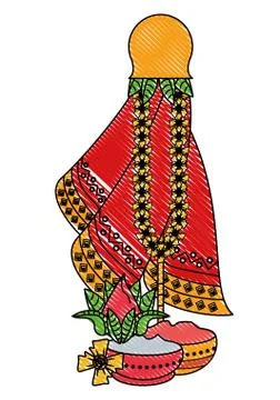 Ugadi indian elements scribble Stock Illustration