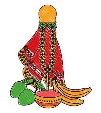 Ugadi indian elements scribble Stock Illustration